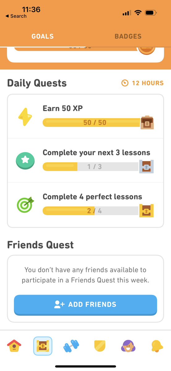 sschulist's tweet photo. @duolingo your friends quest is broken. I sent you a bug 🐜 report. When are you going to fix it? https://t.co/TDv99bpMnL