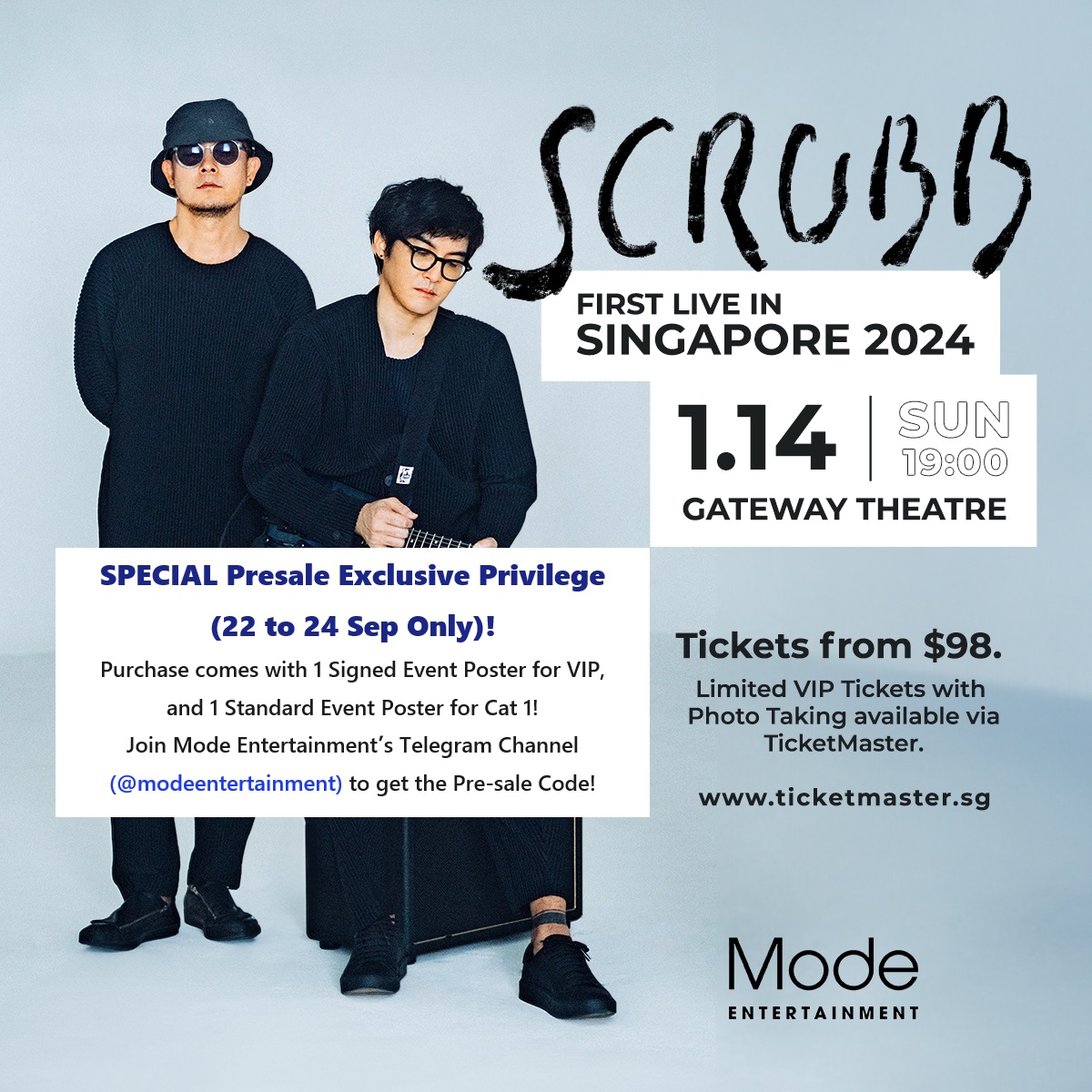 Modeent's tweet image. 14th January 2024, relive all your favourite memories of 2GETHER with Scrubb! Scrubb is bringing your favourite songs from OST of 2gether "Everything," "Close," "Click," "Smile", “Deep”, Khu Khan ("Soulmate") and much more! SPECIAL Presale Exclusive Privilege from 22 to 24 Sep…