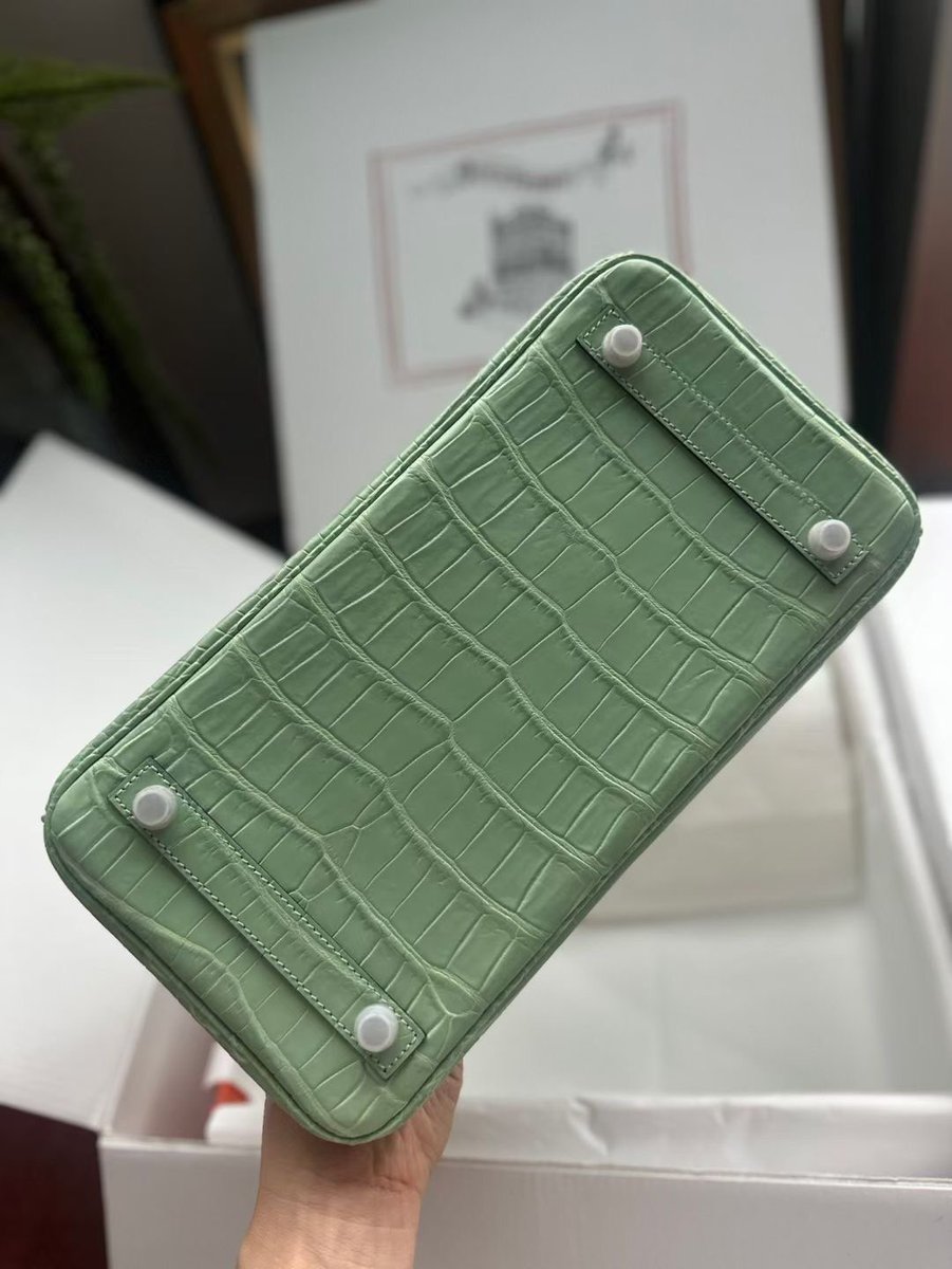 Exotic_Lin's tweet photo. #Birkin30 #Porosus pour v #Alligator matte Mint Green super fresh color 🍃 https://t.co/EOijQBOfCr