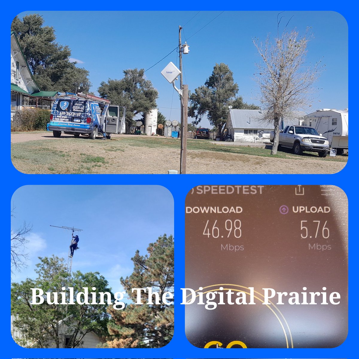jetnuss's tweet photo. Fall is the perfect time to install fixed wireless internet.   The Blackdragon team is hard at work connecting people in  #ruralkansas and closing the #digitaldivide #CBRS @TelradNetworks https://t.co/FMnEgXTzh9