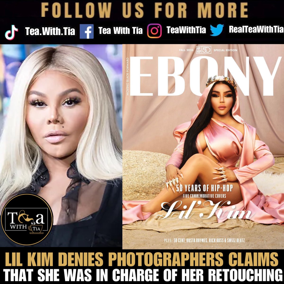 RealTeaWithTia's tweet photo. Oop 🫢 #LilKim is calling cap on photographer #KeithMajor after he says Kim was the one who was in charge of her own retouching.
According to Kim and her people, #EbonyMagazine was behind the retouching even after she didn’t approve it.
#SeeBelow for more tea on Keith 🫨 https://t.co/3QwiRFVzSD