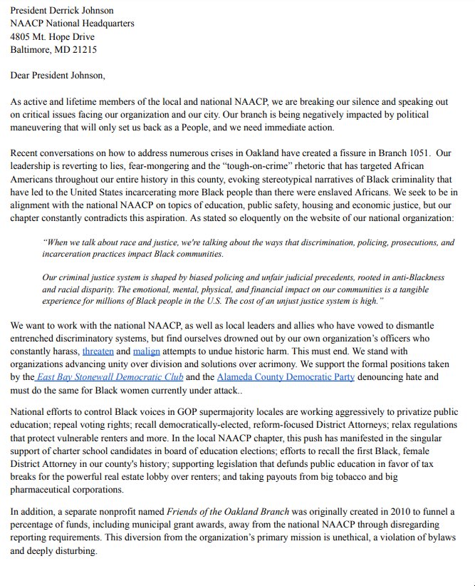 ChaneyTurner's tweet photo. This statement is from past Oakland NAACP members &amp; lifetime Black Oakland residents encouraging the NAACP National headquarters to hold these corrupt members accountable. https://t.co/kcu7E3XTtk