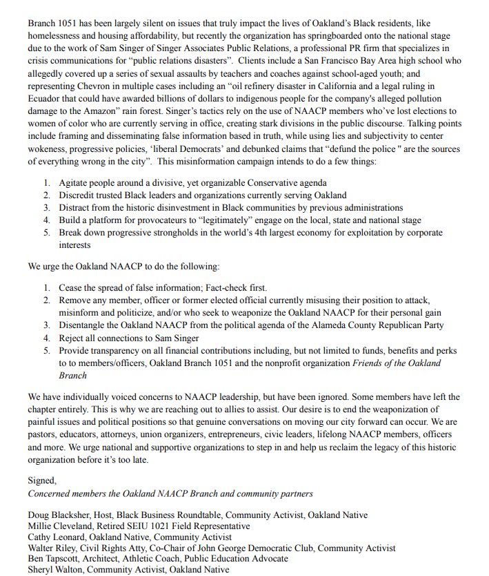ChaneyTurner's tweet photo. This statement is from past Oakland NAACP members &amp; lifetime Black Oakland residents encouraging the NAACP National headquarters to hold these corrupt members accountable. https://t.co/kcu7E3XTtk