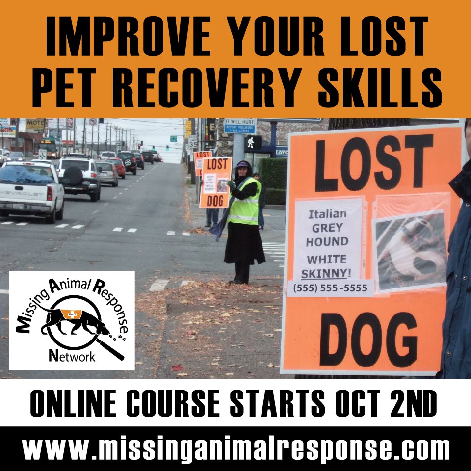 Online lost pet recovery course for anyone in the pet industry interested in learning how to help families recovery lost dogs, cats, and other species. Group discounts for 4 or more students! missinganimalresponse.com/missing-animal…