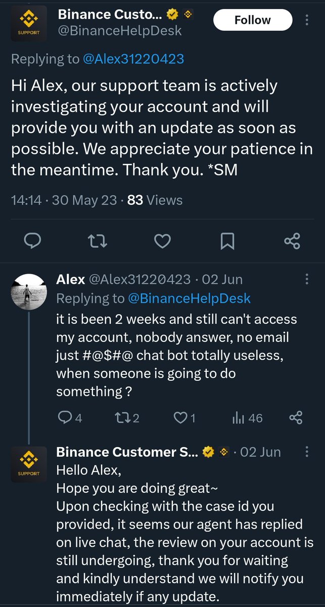 Alex31220423's tweet photo. @BinanceHelpDesk @binance See what SM answered last time, X was still Twitter at that time

Here is the link to prove it is not fake
https://t.co/IQty2JPYnJ https://t.co/YAeG7Tot0Q