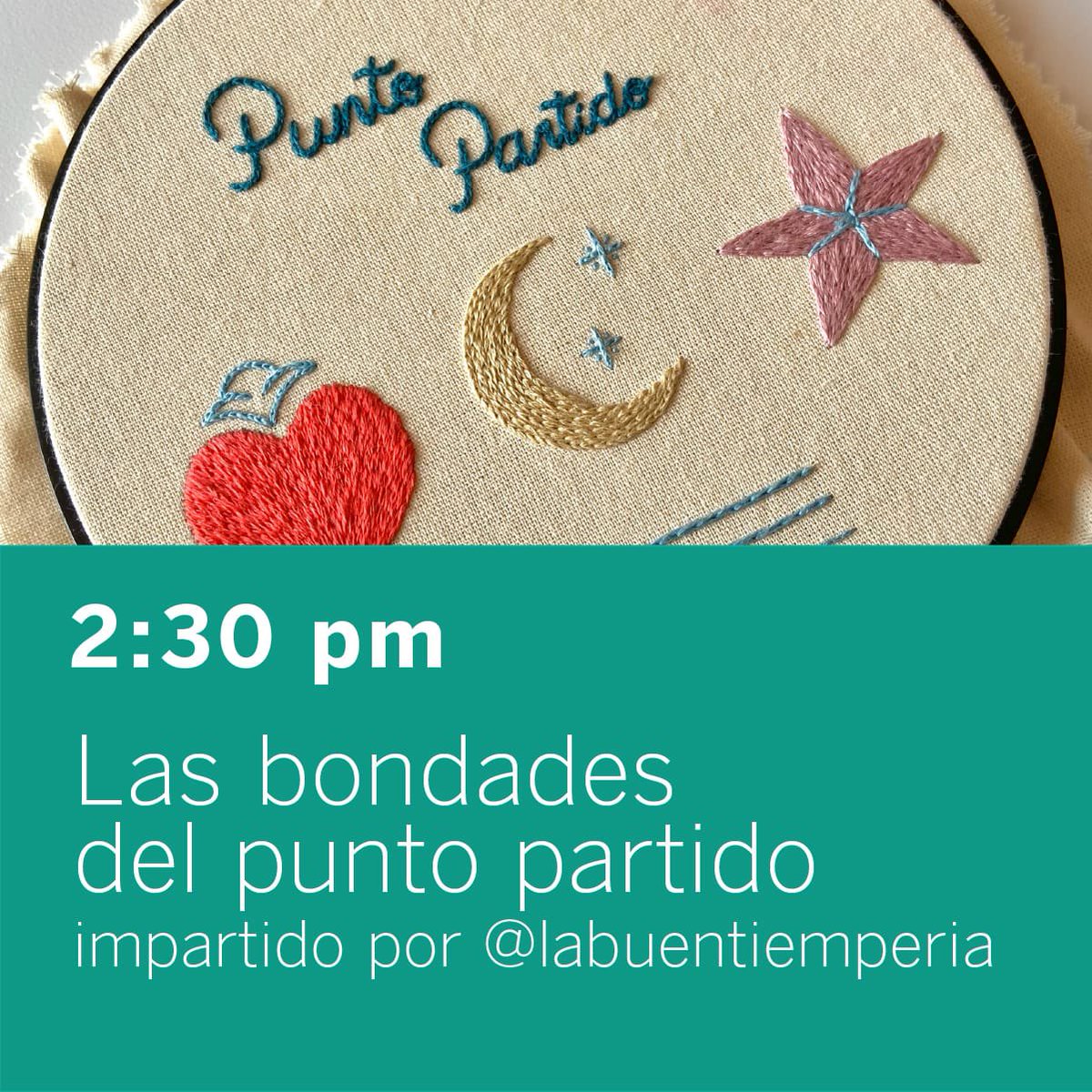 LaBuentiemperia's tweet photo. El próximo 30 de Septiembre, SÁBADO y ÚNICO DÍA, estaré en #EstudioAbierto; además de la VENTA de artilugios para varias disciplinas #TEXTILES, habrá clases MUESTRA. 🪡

La mía es de 14:30 a 15:30, aprenderemos Las Bondades del Punto Partido, ¡aquí les dejo los detalles!👇🏼 https://t.co/V7Gd3bjDkM