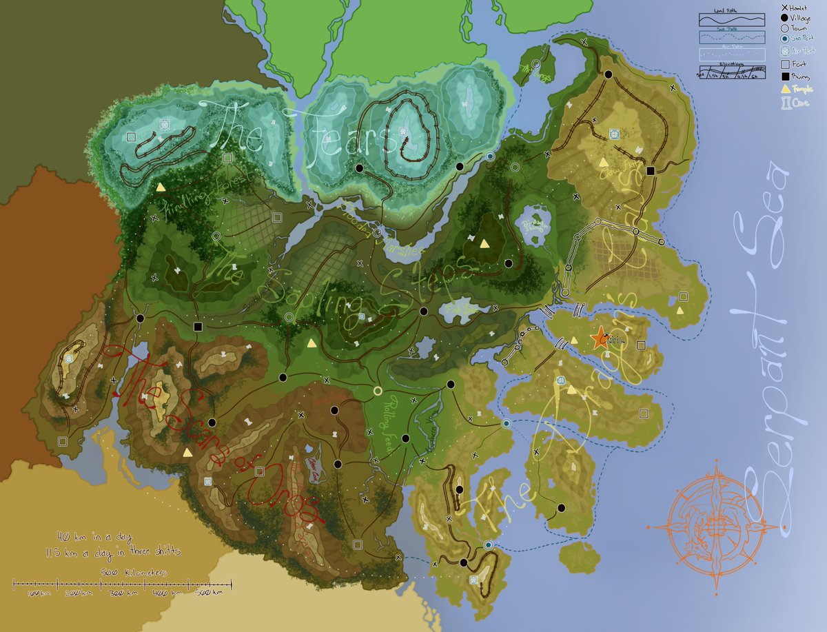 ForestFireArt's tweet photo. Hey everybody! Sorry I've been awol - I started a job working on cars! I'm really happy about it. Here's what I've been working on though - a @Wizards_DnD  map for my d&amp;d campaign in November! https://t.co/oHMoYWhoUZ