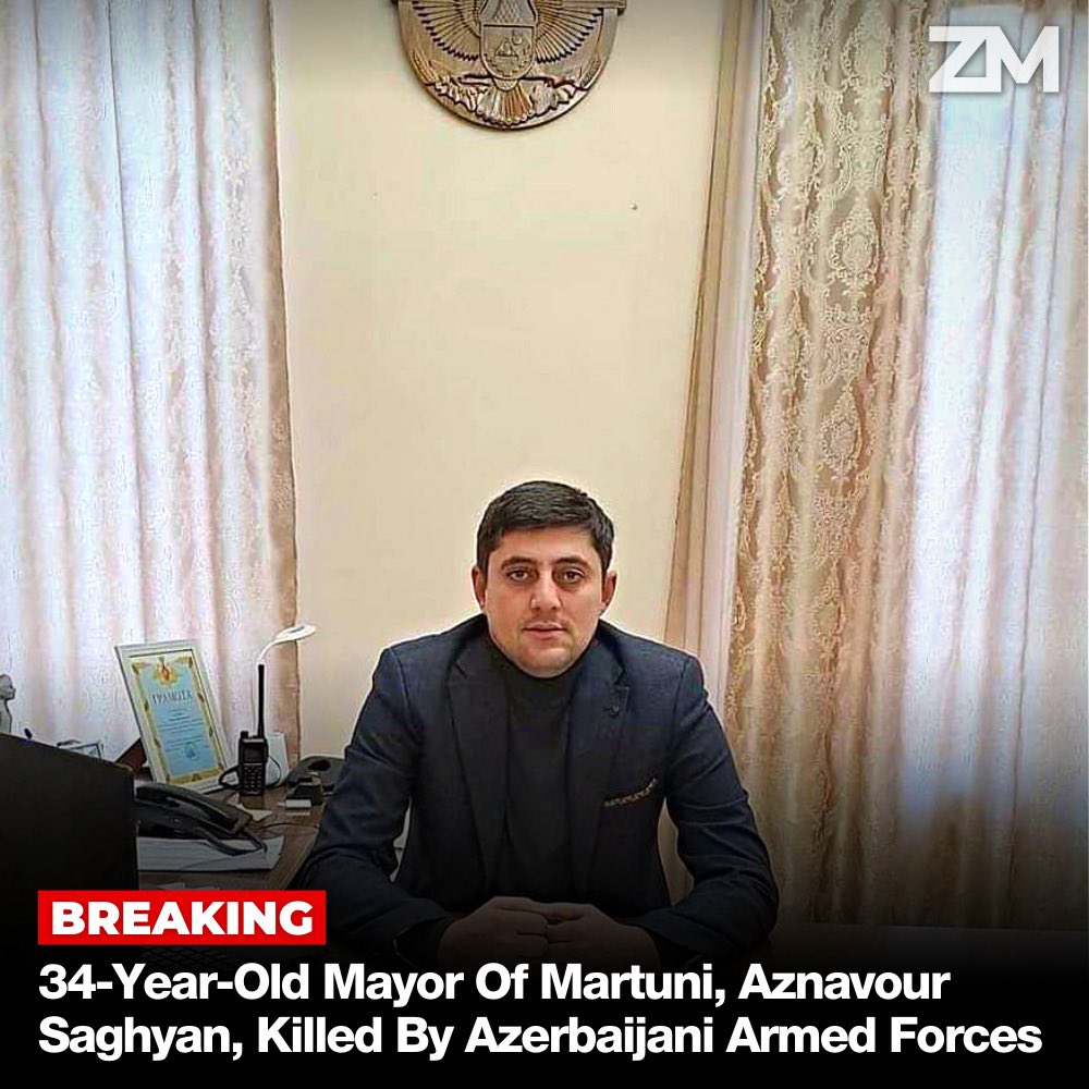 ZartonkMedia's tweet photo. 34-Year-Old Mayor Of Martuni, Aznavour Saghyan, Killed By Azerbaijani Armed Forces https://t.co/SGrmyiH18P