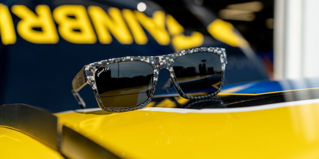 SpireMotorsport's tweet photo. Shoutout to @JohnnyFlyCo for the sweet shades. Keeping our guests looking fly like @CoreyLaJoie 😎 #spiremotorsports #johnnyfly #sunglasses #nascar https://t.co/BhrSNAQ43u