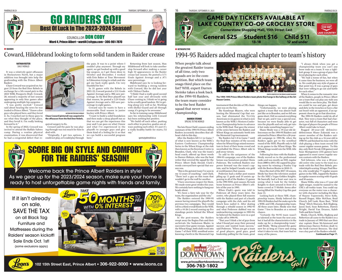 PADailyHerald's tweet photo. GO RAIDERS GO!!
Pickup a copy of this week's Rural Roots featuring a special section for our very own Prince Albert Raiders or visit https://t.co/deyqc8WYsT to read the full edition! https://t.co/f7CnPmoCqI