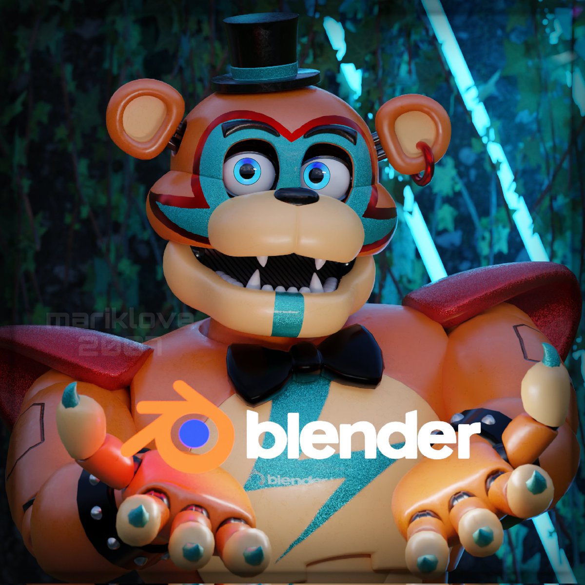 My render Glamrock Freddy with Blender logo. I did it in 2-3 hours <a href="/BustersFnaf/">BUSTERS</a>