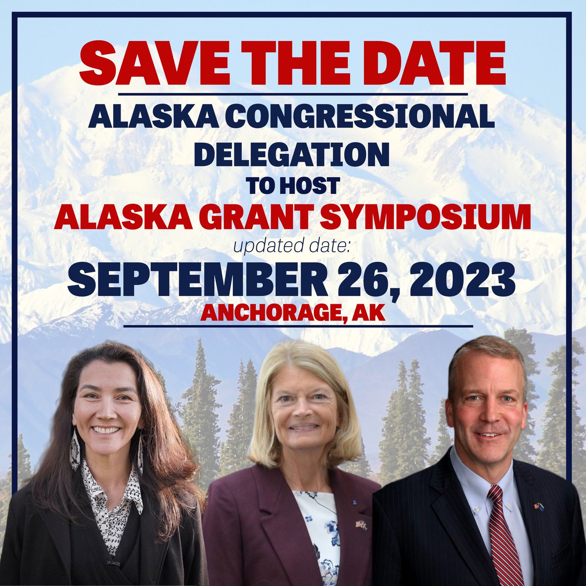 SenDanSullivan's tweet photo. One week from today, @lisamurkowski, @Rep_Peltola  and I will be hosting a federal grant symposium at the Captain Cook in Anchorage. Alaskans will have the opportunity to connect directly with federal resources relating to a broad spectrum of issues and sectors—housing, infrastructure, broadband connectivity, education, and business and workforce development, just to name a few. 

The symposium will be set up like a job fair, with various federal and state departments and agencies hosting booths with representatives ready to meet and answer questions. The event is free and open to the public, no registration required. We hope you are able to attend!