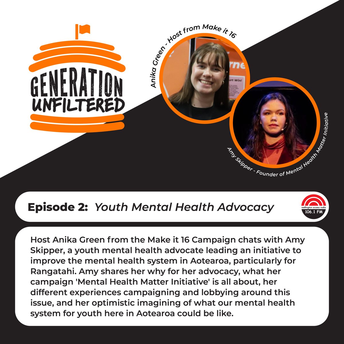 The second episode of Generation Unfiltered goes out at 4pm today - Anika speaks to the amazing Amy Skipper, creator of the Mental Health Matters Initiative NZ.
accessradio.org.nz/generation-unf…