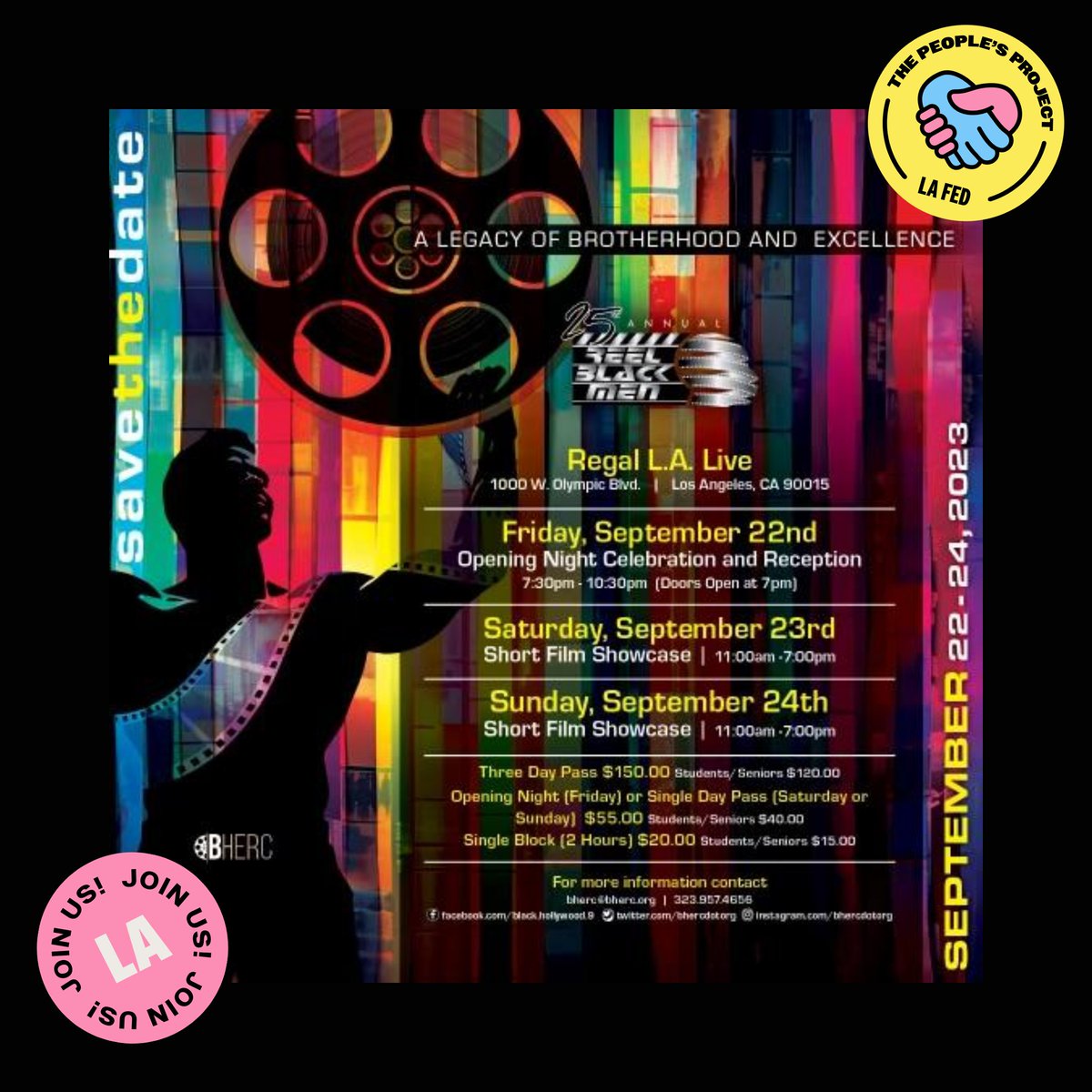 💛  EVENT ALERT 💛 Join us for the Reel Black Men Film Festival at Regal LA Live! 🎥 Tickets are on sale now &amp; you won't want to miss out on the transformative stories by our young Black film making community: bit.ly/46jLTLq 🎟️  #FilmFestival #Community