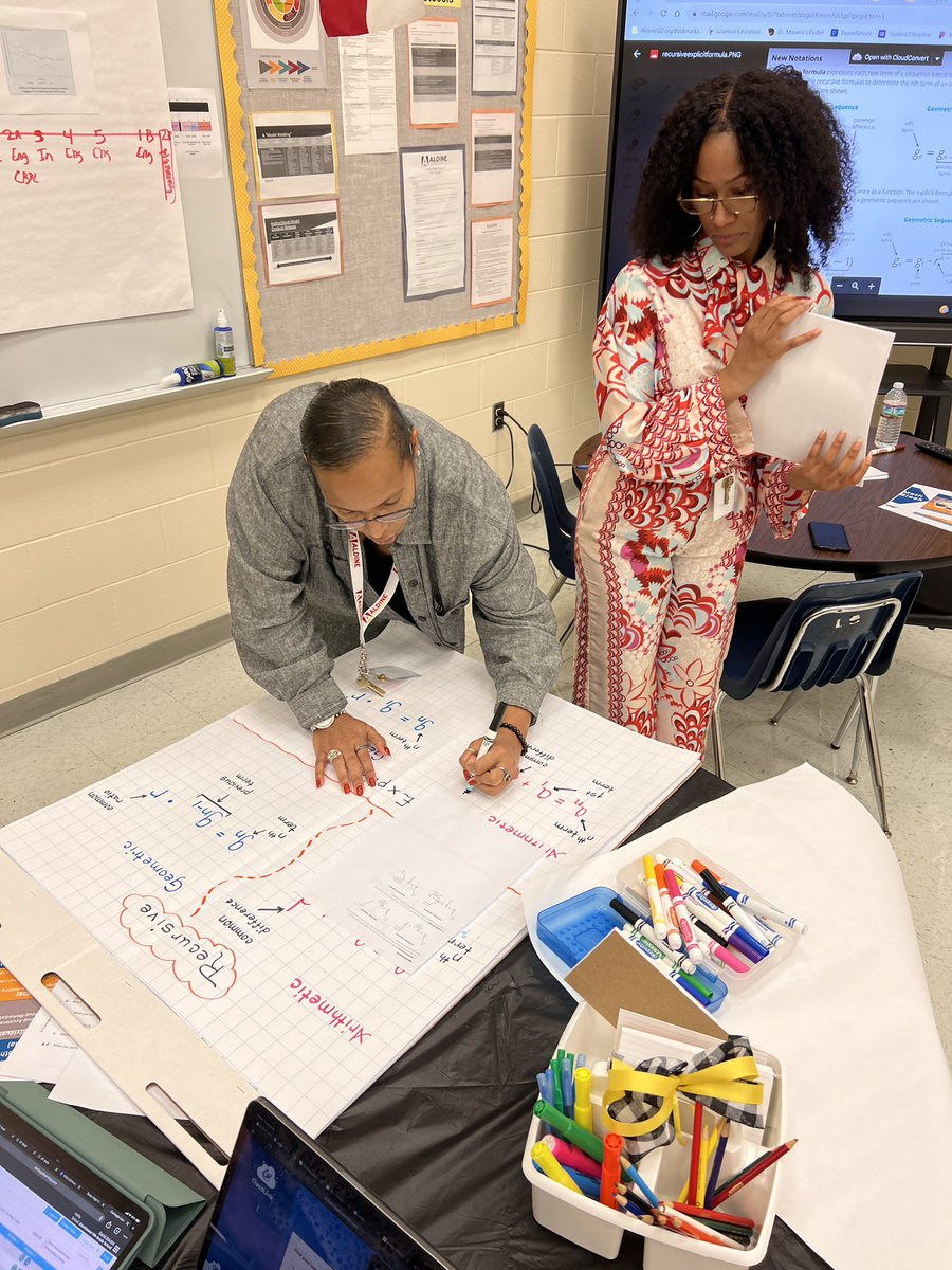 DrEMJaime89's tweet image. Math teachers @Ike9_AISD lesson planning using great instructional strategies - Anchor Charts! 💛🖤 #AnchorCharts #Ellevation @EllevationEd #SwoopSwoop #MyAldine #Mathstronauts