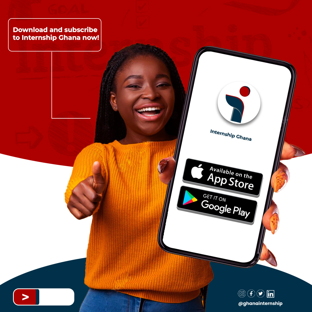 Are you looking for an internship opportunity? We’ve got you covered! Download the Internship Ghana app or visit internship.com.gh to register!