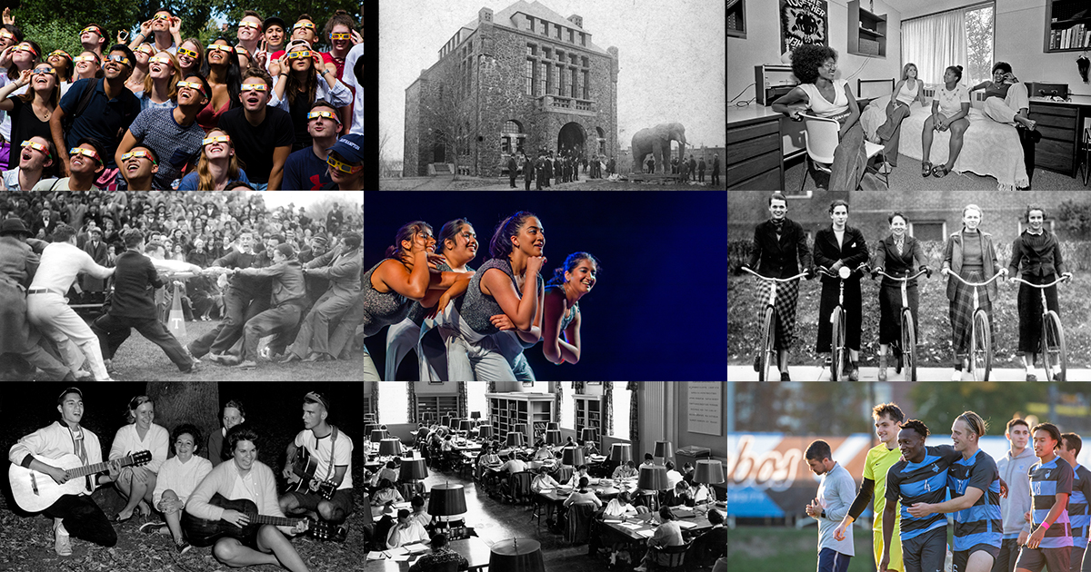 TuftsUniversity's tweet photo. A Jumbo-sized exhibition of photographs from the 1870s to the present at East Hall shows the ways that undergraduate campus life has evolved at Tufts.

https://t.co/XqJUlNeYZe https://t.co/cXaIGX7LE0