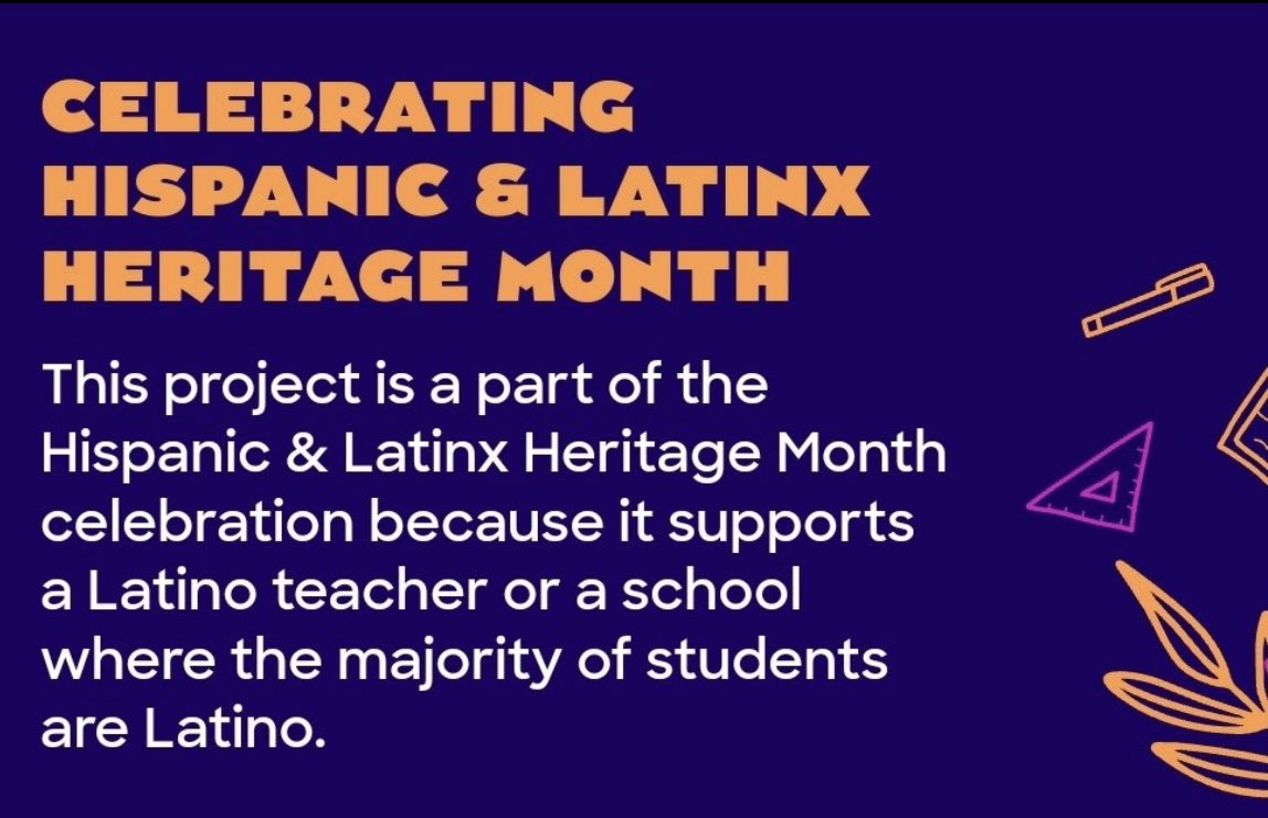 Thank you @DonorsChoose for celebrating Hispanic Heritage Month! Please support my project. Our classroom needs a computer. We don’t have one at the moment. Thank you for your help! 🖥️ 🥰 #DonorsChoose #ClearTheLists #TeachersofTwitter #SupportTeachers ➡️ donorschoose.org/project/we-don…