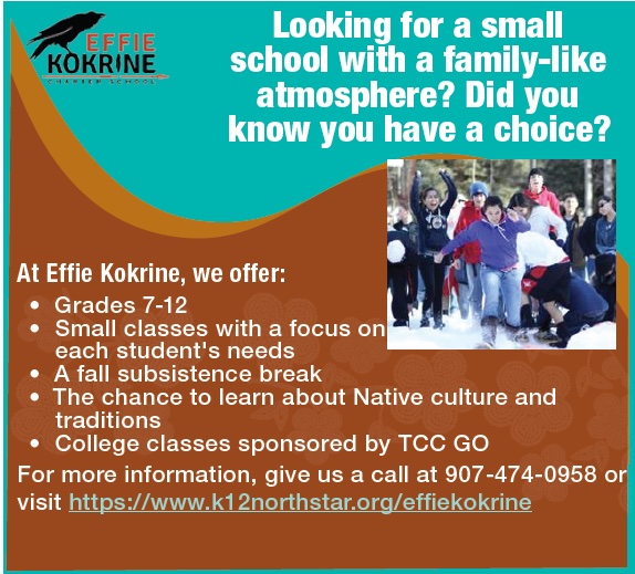 Are you or your child interested in a small school atmosphere? Effie Kokrine Charter School still has space!

Effie offers small classes focusing on each student's needs. 

Applications are open to all: forms.gle/yAby3sFsiRmBW8…