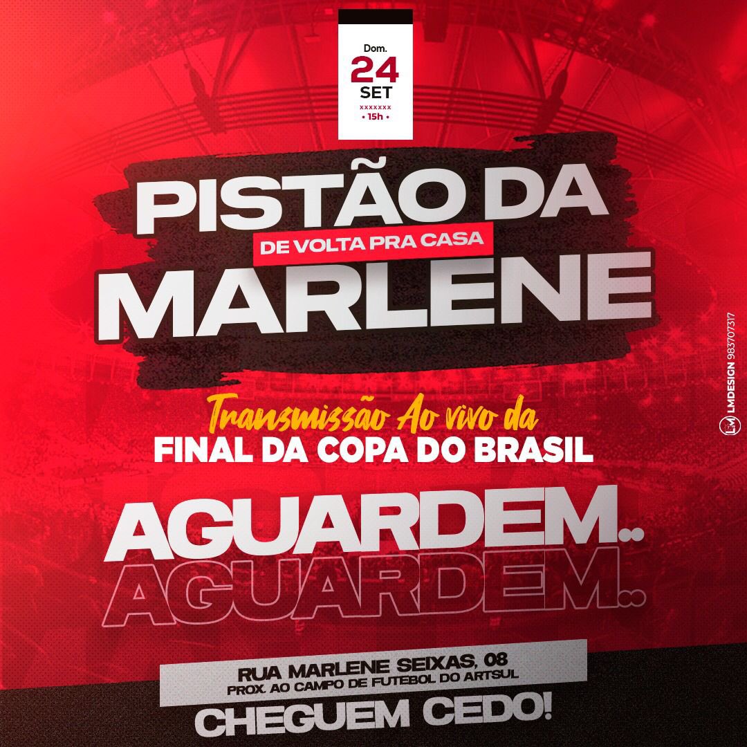 pistaodamarlene's tweet photo. Domingo é dia de inauguração no Pistão Marlene com transmissão do jogo do Flamengo ❤️🖤 https://t.co/J5fVxmbzJb
