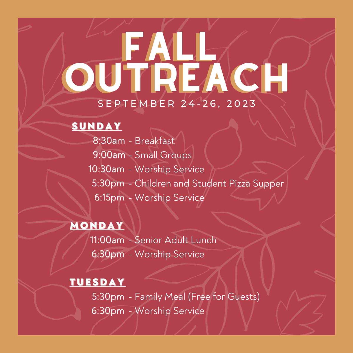 Fall Outreach schedule! Who is your one? #gracelifeshoals
