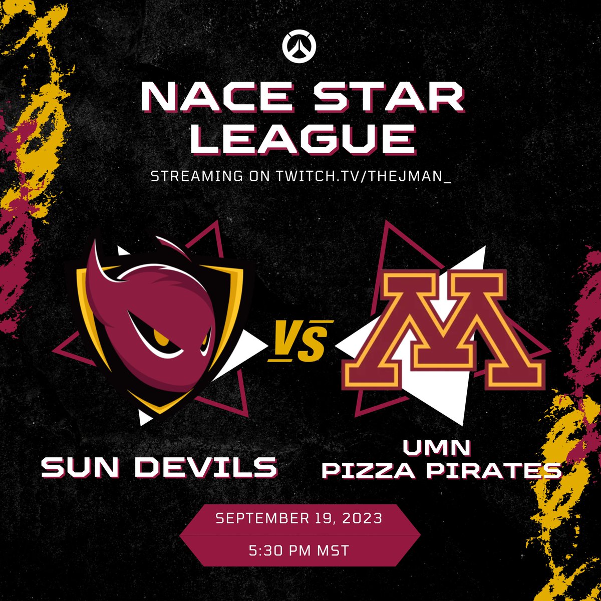 ArizonaStateOW's tweet image. Our Sun Devils are ready for their first match in the NACE Star League Open Premier Division!!! Please come support the team as they go up against @esportsumn today at 5:30 pm MST!!! #DevilsInTheDetails #Overwatch #ForksUp

📺twitch.tv/thejman_