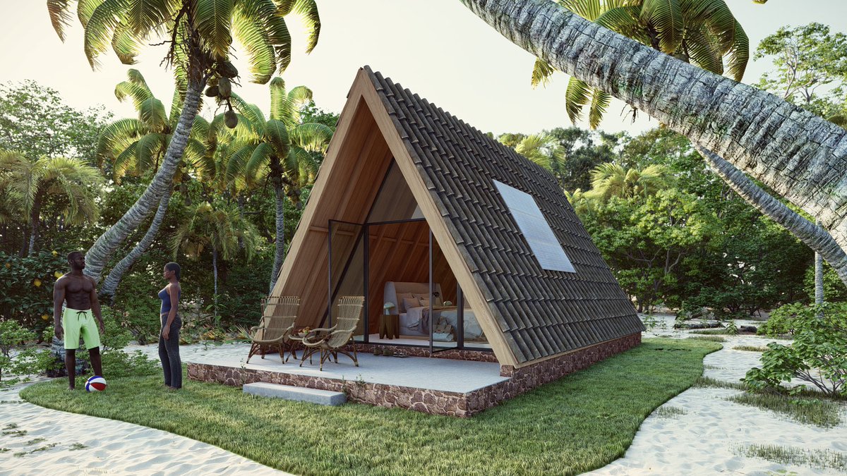 TpestateL's tweet photo. The same plan, different materials. All locally available and affordable when compared to the alternatives. This version is using halved bamboo for roofing. 

Bamboo is one of the best roofing materials and provides ample sturdiness. #tpestate #sierraleone #Sustainability #bamboo https://t.co/Of6xStrc0m
