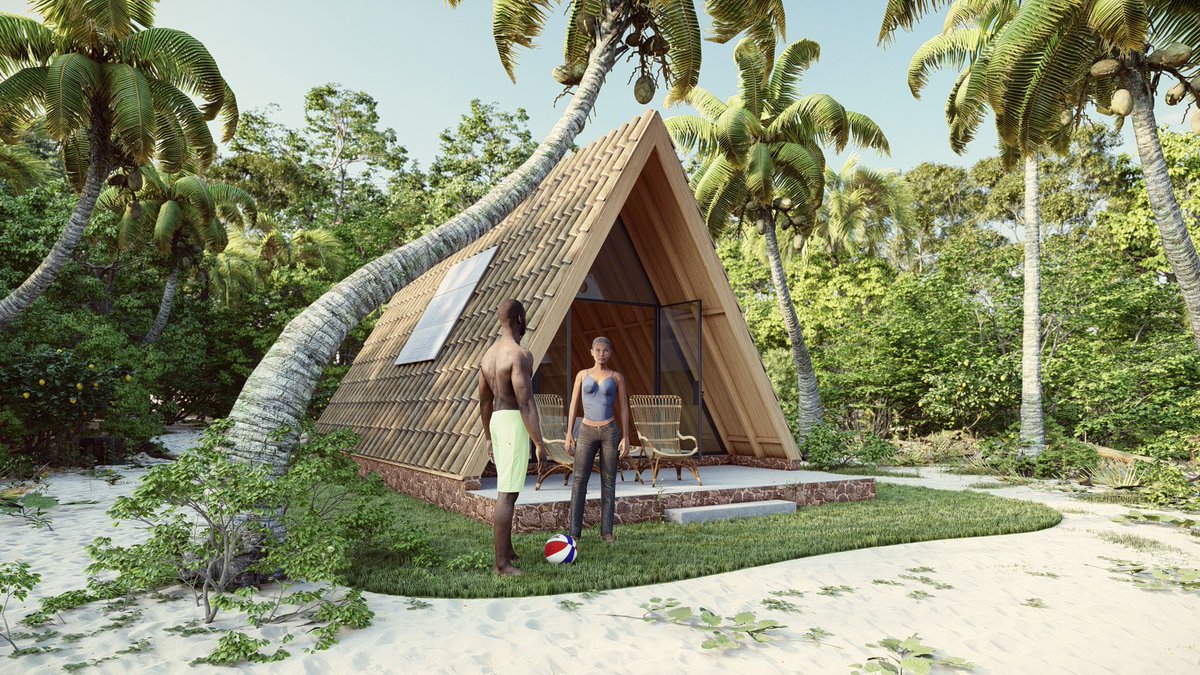 TpestateL's tweet photo. The same plan, different materials. All locally available and affordable when compared to the alternatives. This version is using halved bamboo for roofing. 

Bamboo is one of the best roofing materials and provides ample sturdiness. #tpestate #sierraleone #Sustainability #bamboo https://t.co/Of6xStrc0m