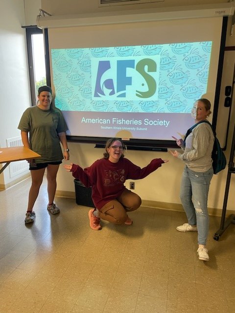 Thanks to everyone who came to our first AFS meeting of the school year! From left to right we have Kelli Hill (Secretary/treasurer), Lauren George (vice president), and Tanya Fendler (president) of the AFS SIU student subunit.