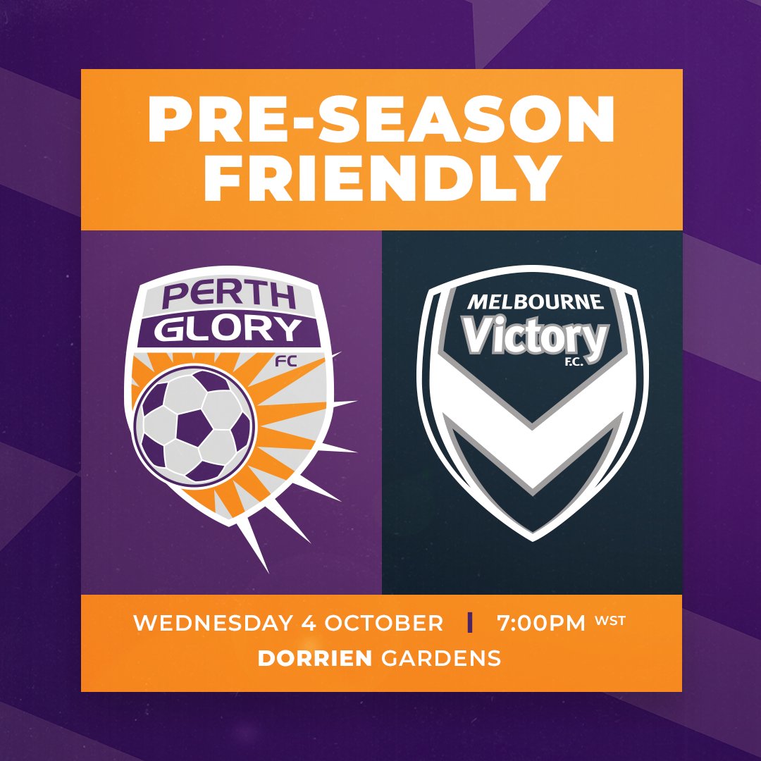 A-LEAGUE FRIENDLY: Perth Glory vs Melbourne Victory ⬇

Watch Perth Glory's first A-League hit out in Perth under new coach Alen Stajcic

Kids pre-game activities, $500 halftime crossbar challenge, and a big pre-season clash vs Melbourne Victory!

Tickets: moshtix.com.au/v2/event/perth…