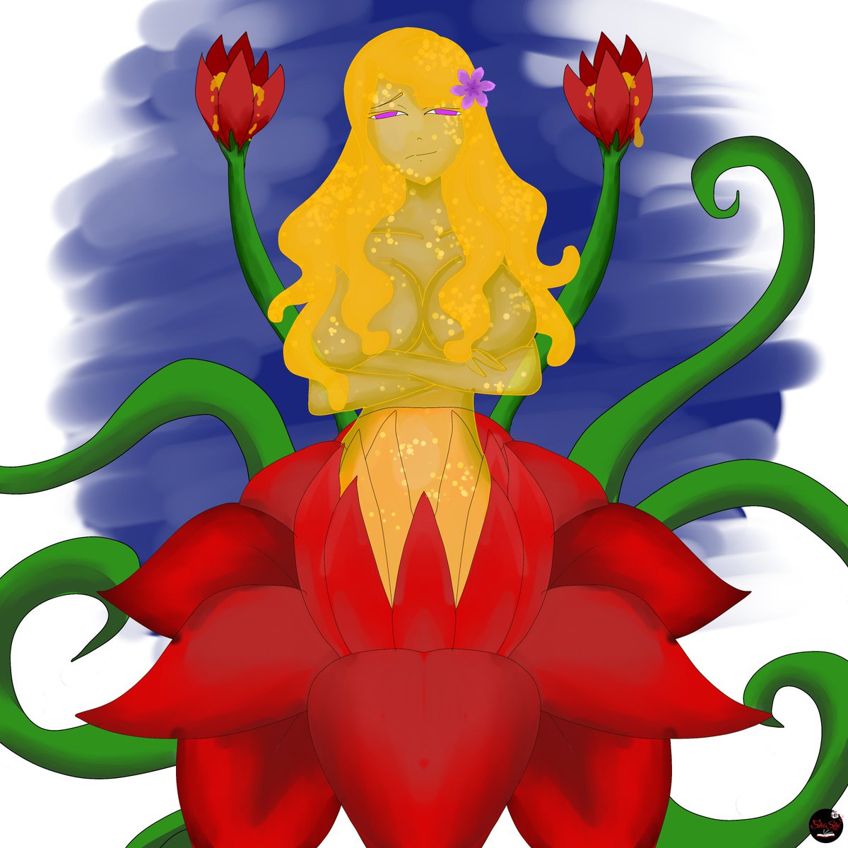 SlimeRaune's tweet photo. The slime raune giggles at [reader] 
"Come join me in the Nectar~ i promise its comfortable dearie~"

#OpenERP #OpenRP #LewdRP #OCRP https://t.co/u1WOQVVfbQ