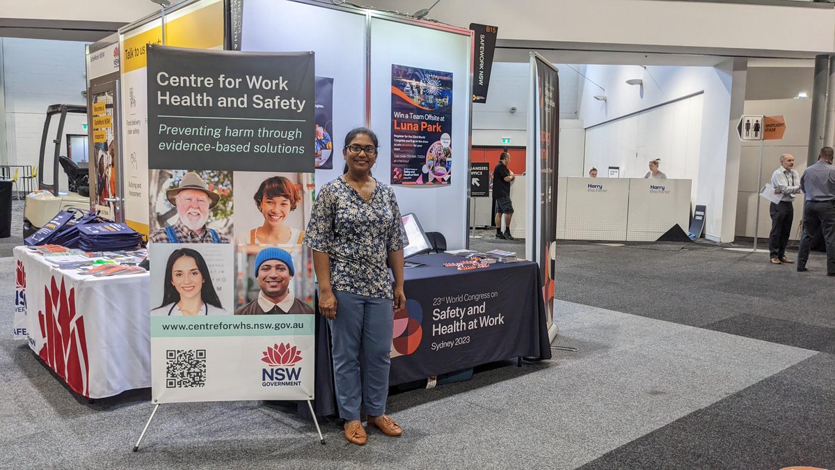 CentreforWHS's tweet photo. We are at the @WHSShow in Sydney today and tomorrow. Come and find us to learn more about our latest research and useful resources that can help you improve the health and safety of your workplace. https://t.co/swvaSWgd9D