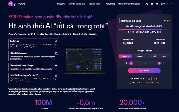 THNGLUVN627598's tweet image. ❤️‍🔥❤️‍🔥💯💯#yPredict (YPRED)  hướng đến việc đưa AI và máy học tân tiến vào giao dịch và phân tích tiền điện tử.
Cho đến nay, đợt bán trước đang diễn ra của #YPRED đã huy động được hơn 3,8 triệu đô la, và các token đang được bán giá 0,10 đô la – một mức chiết…