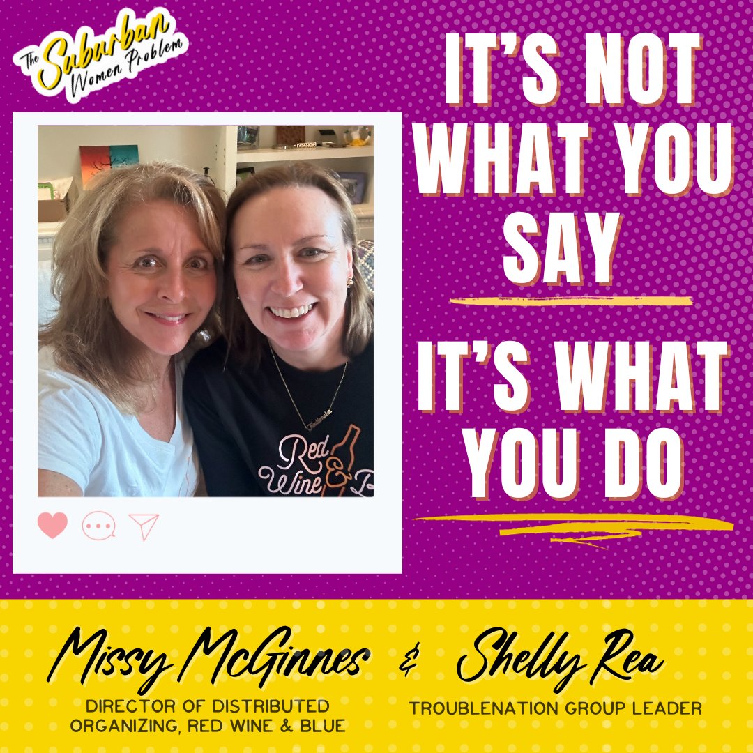 TheSWPpod's tweet photo. Extremism is on the rise in all 50 states and suburban women are ready to get off the sidelines and take action. Today we talk to Missy McGinnes and Shelly Rae - they are a part of @RedWineBlueUSA's new program #TroubleNation! Listen and learn here: https://t.co/j4EElsJLBs https://t.co/oJR63EdJDp