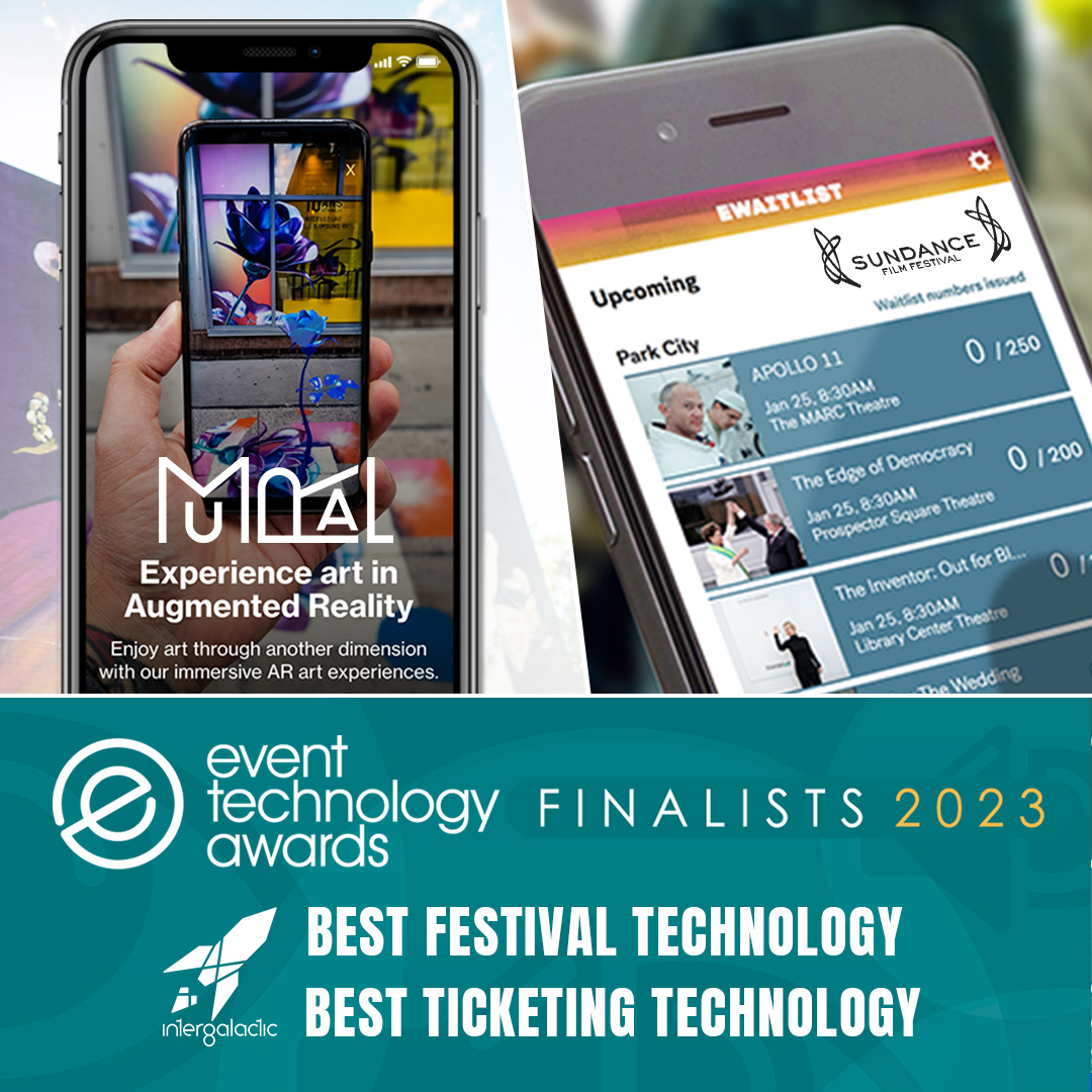 Agencyinspace's tweet photo. We're finalists in 2 categories for the 2023 Event Technology Awards:
Best Festival Tech for our Montreal @MURALfestival App &amp; Best Ticketing Tech for our @sundancefest eWaitlist!🎉
Congrats to our dedicated team &amp; partners for pushing tech boundaries!
#EventTechAwards #AR #Tech https://t.co/igquqAacLD