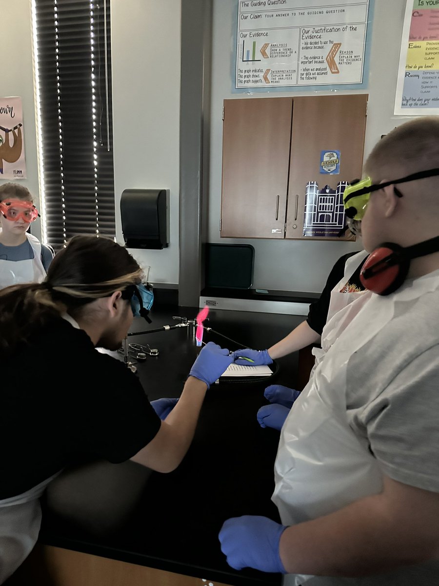 MissChem305's tweet photo. SHS AP Chemistry students worked with Mrs. VanDeCreek’s class to study the chemistry of fireworks using the flame test lab! We had so much fun today and can’t wait to do more science experiments with them! @SouthHSCougars https://t.co/zal2RK2k0i