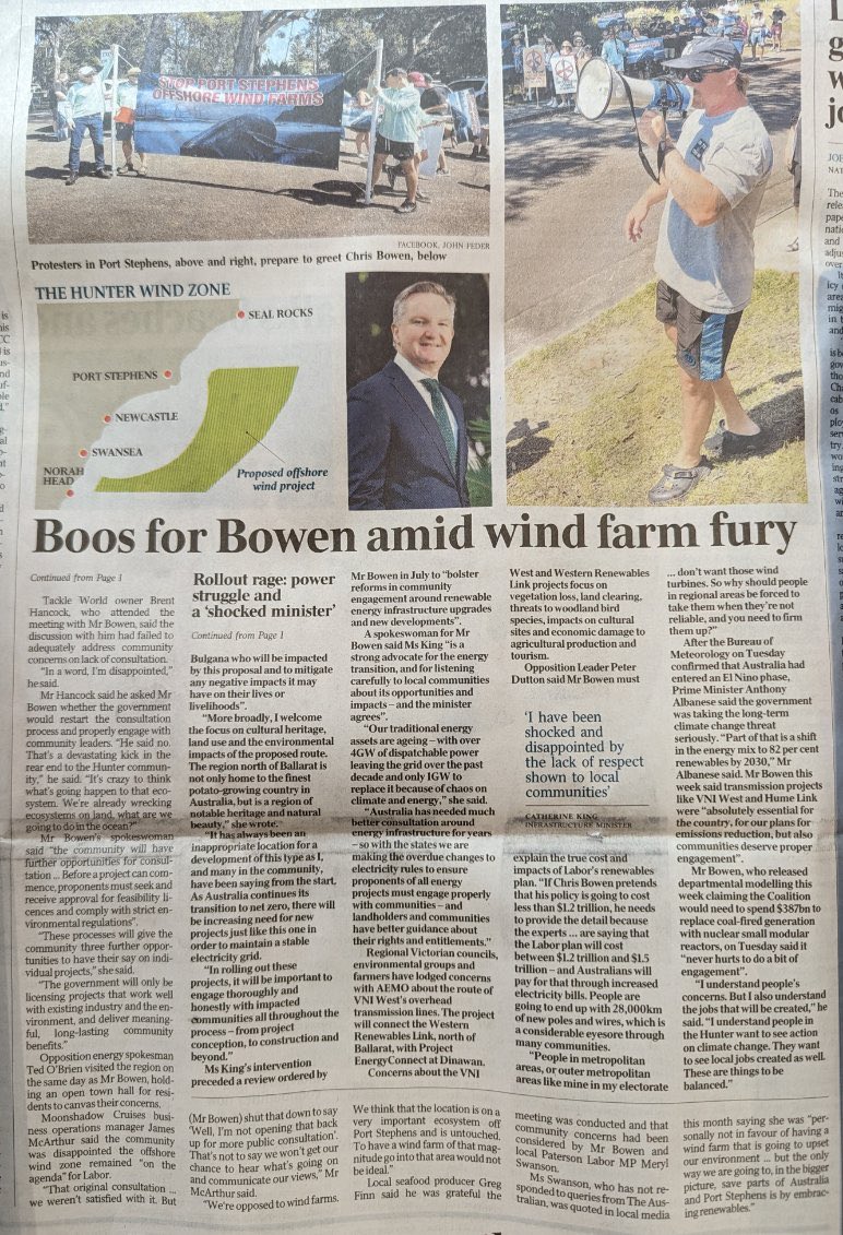 TaniaMihailukMP's tweet image. Doesn’t matter how many people boo Bowen - he doesn’t care. He will obstinately pursue this draconian renewables agenda at the expense of this coastal community. #netzerofail