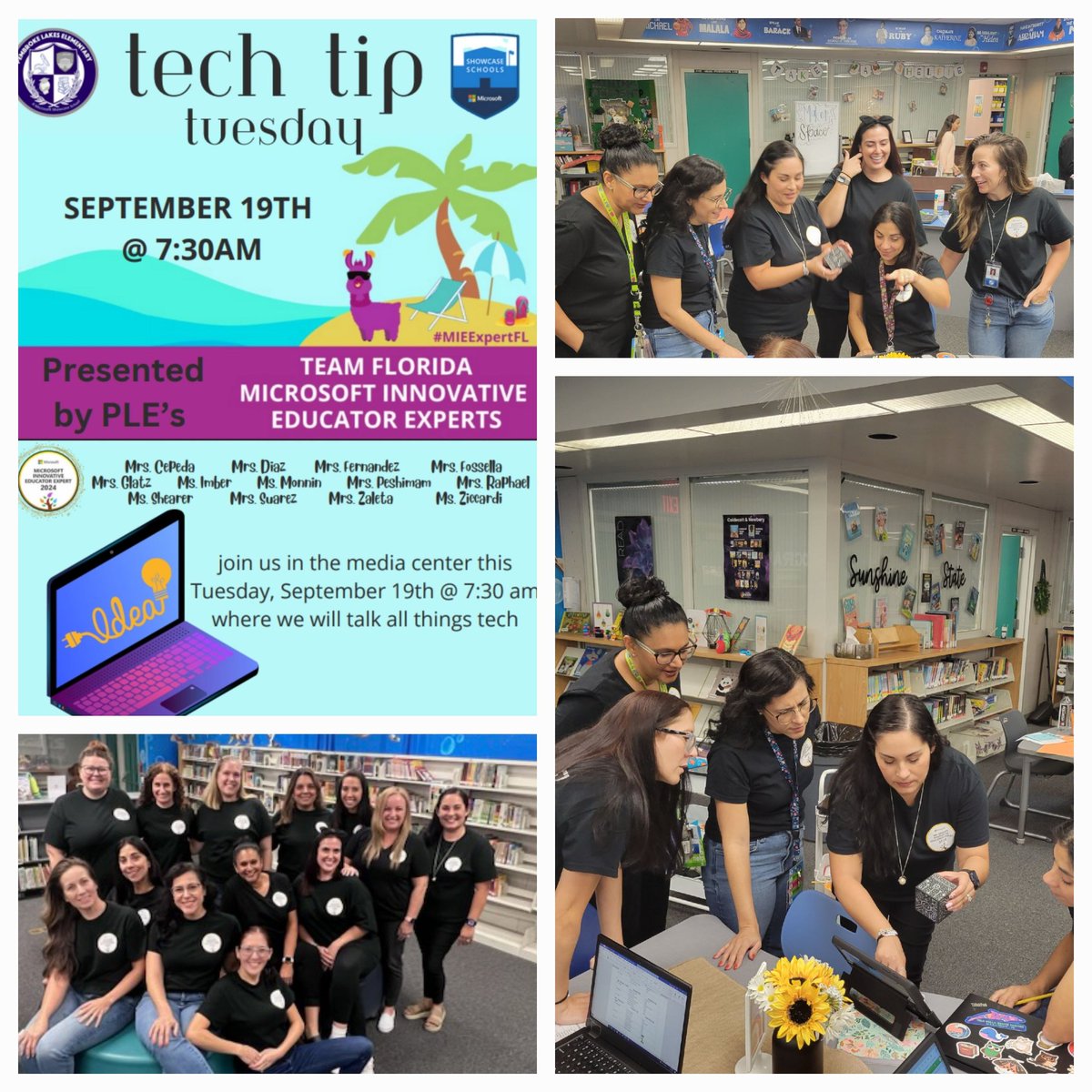 Today the #MIEExpert at PLE a @MicrosoftEDU #ShowcaseSchool had our 1st Tech Tip Tuesday this year! We wore 👕 created by @mrsraphaelsroom & had fun learning about @MergeVR. Can't wait until October's Tech Tip Tuesday!!! @MIEE_Flopsie @MIEE_Flopsie @browardschools @BCPSInnovates