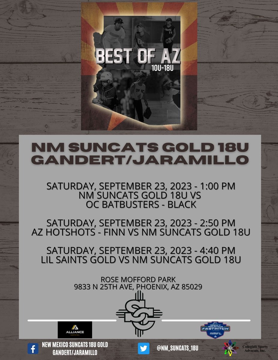 Time for our first tournament of the 🍁! Suncats will head west to Phoenix to play in the Best of AZ. It’s a 🥵 roster! Check them out!