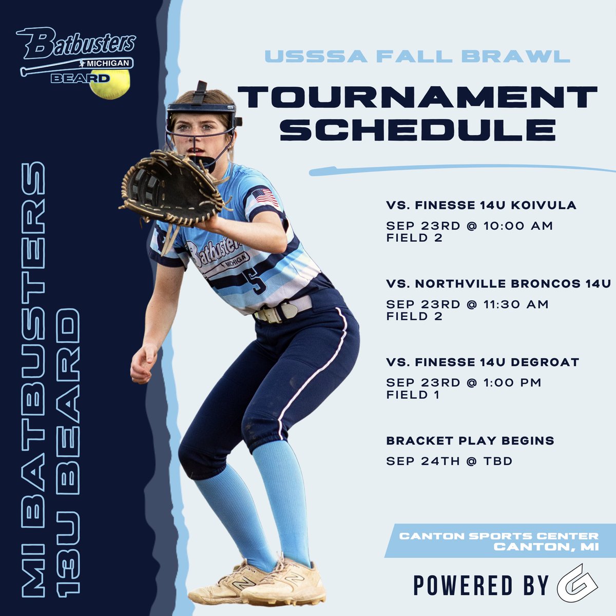 The Batbusters are local this weekend for the USSSA Fall Brawl in Canton! We'd love to have to come out to support us, or follow along on GameChanger. Let’s go!!

📍 | Canton Sports Center, Canton, MI
🔗 | web.gc.com/teams/dwRkJ2mp…
📸 | Libby Carah #5
#BatbustersBeard | #RTL