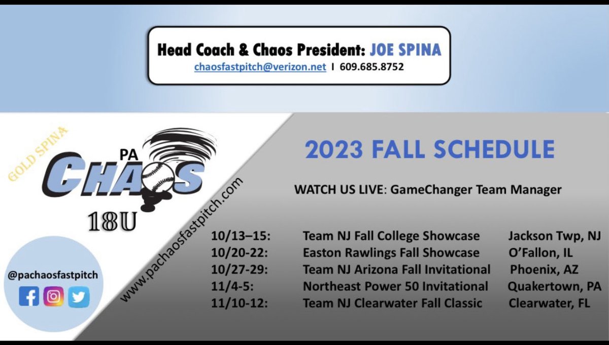 Here is my fall schedule ⁦@rittmanjohn⁩ ⁦@DukeCoachYoung⁩ ⁦@_TimWalton⁩ ⁦@Coach_LaPorte⁩ ⁦@USFSoftball⁩ ⁦@UACoachMurphy⁩ ⁦@bridgetorchard⁩ ⁦@StriveSoftball⁩ ⁦@syd_syd2⁩ ⁦@CoachBallMalone⁩