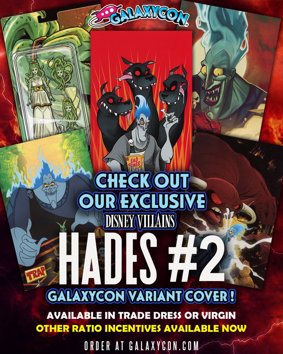 Our latest GalaxyCon Exclusive cover of Disney Villains’ Hades #2 is OUT NOW! Exclusive covers by Gustavo Duarte with incentive variants also available! Find Out More: galaxycon.com/collections/co… #GalaxyConRaleigh #DisneyVillains #Disneycomics #comicbooks #GustavoDuarte