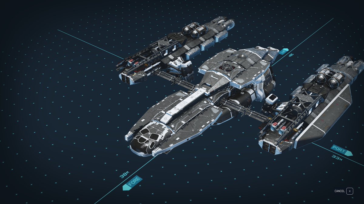 TragicalSpark's tweet photo. Got inspired by #ImagineDragons Children of The Sky (a Starfield song) music video for #Starfield decided to try and create the ship in the shipbuilder.

@StarfieldGame 
@Imaginedragons https://t.co/8xfkewhjmw