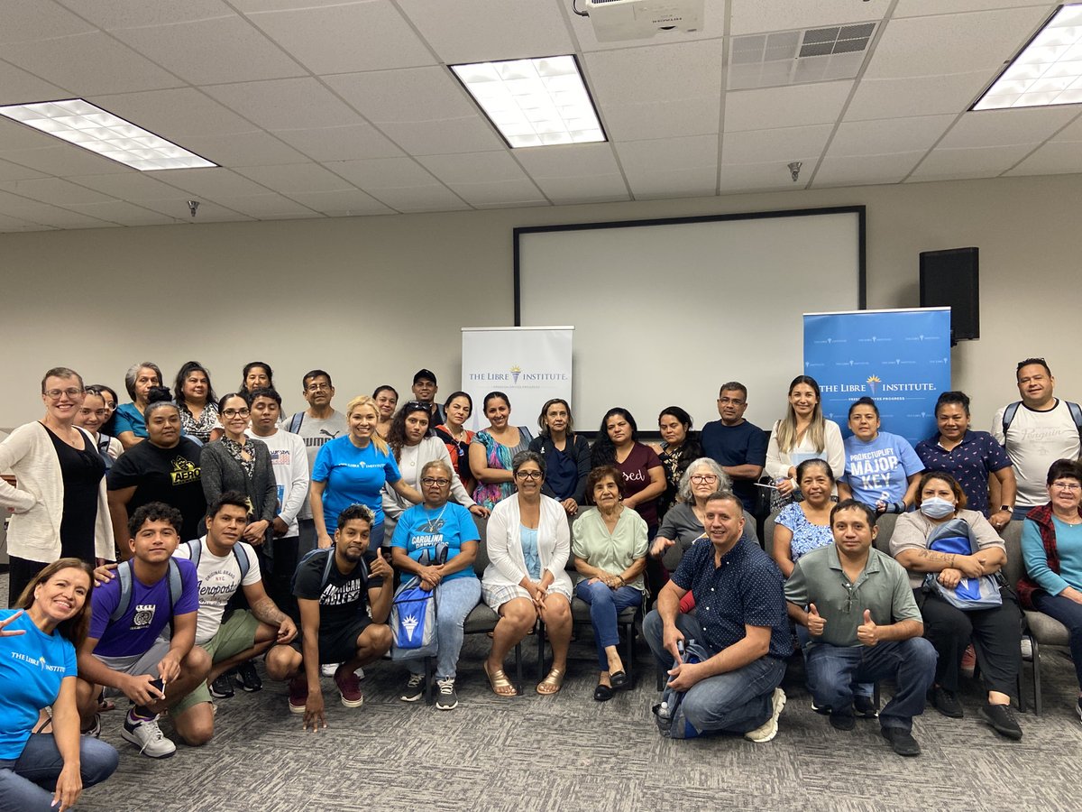 LIBREInstitute's tweet photo. Great turn out for the second week of ESL classes in Concord, NC!
The Hispanic community’s resilience shines through as they break down barriers to language by mastering English, proving that determination knows no linguistic bounds. #FreedomDrivesProgress https://t.co/U5uIy2V4T4