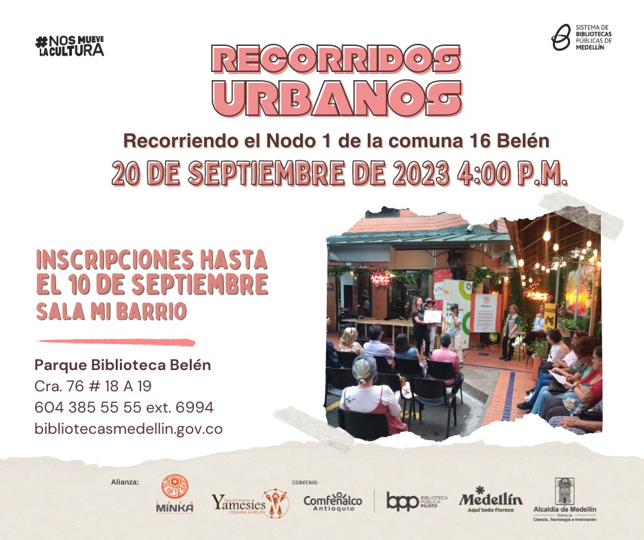#RecorridosUrbanos | Mañana tendremos el penúltimo recorrido gastronómico del año. En el Mes del Patrimonio, 'Sabores y Saberes de Belén' 🍗🥗🫓 llega al Nodo 1, para conocer icónicos sitios en el que se preparan delicias inolvidables. 
<a href="/BibliotecasMed/">Sistema Bibliotecas - Alcaldía de Medellín</a> 
<a href="/BPPiloto/">Biblioteca Pública Piloto</a> 
<a href="/ComfenalcoAnt/">Comfenalco Antioquia</a>