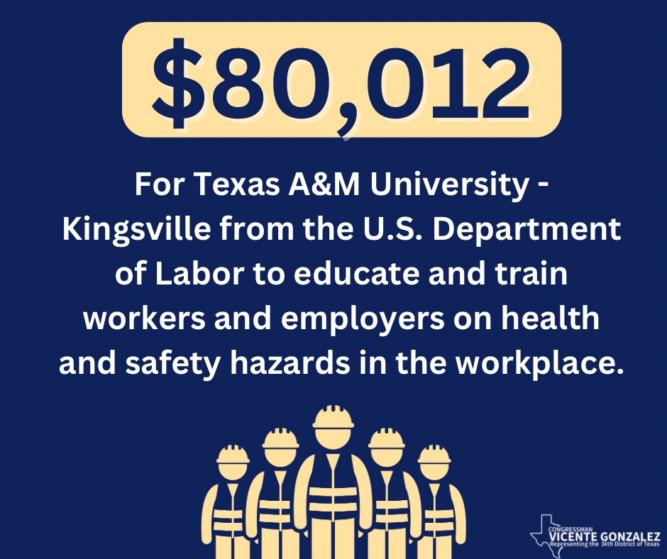 Congratulations to @javelinanation on receiving $80,012 from the Department of Labor to ensure workers and employers are up to date with workplace health and safety standards!