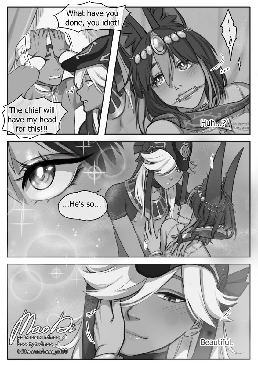 mao_art00's tweet photo. Continuation ^^ Cyno means well... I will explain the blindfold soon! Thank you for your interest in this little AU! https://t.co/jFlz40x9nA