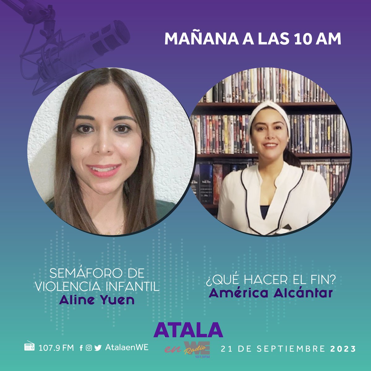 Este #Jueves en #AtalaEnWE
En escuela para padres hablemos del semáforo de violencia infantil con Psicóloga Aline Yuen. Además, ¿Qué hacer el fin? con Ame Alcántar Mora.
Sintonízanos a través de We Radio 107.9 FM