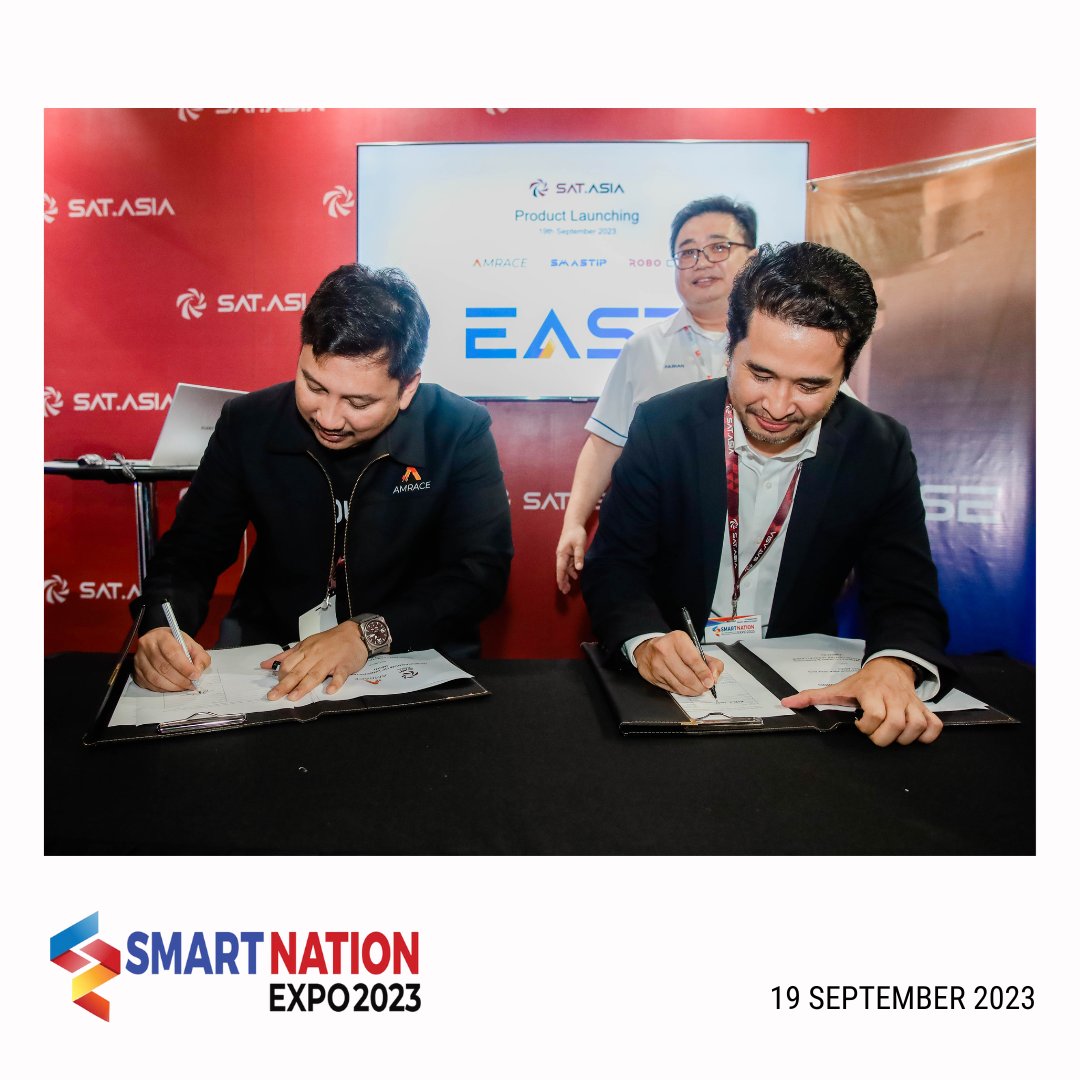 _satasia's tweet photo. The product launch of #EAASE and the Memorandum of Understanding (MoU) signing between https://t.co/t75slPnvwm and strategic partners was held on 19th September 2023 at #SmartNationExpo2023 @ MITEC
#SATAsia #SATeam https://t.co/IFAzQfrF3k