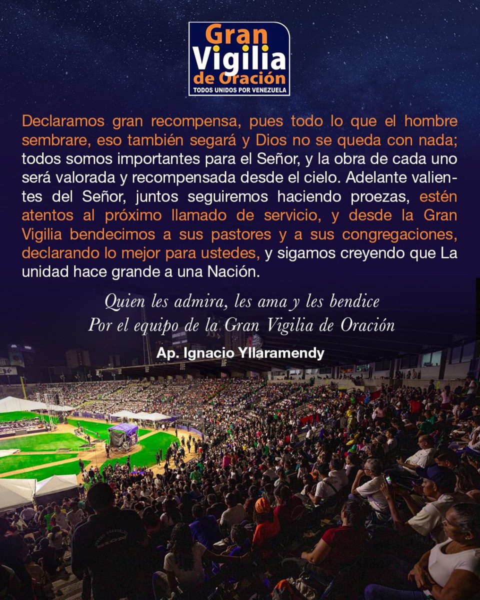 AGRADECIMIENTO PÚBLICO 

¡Adelante valientes del Señor! Ustedes son admirables. Los bendecimos🔥🇻🇪
